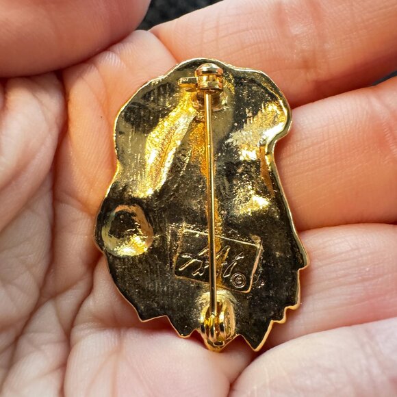 Santa Brooch Signed AAi Enamel Christmas Pin Vintage Holiday Jewelry - Picture 4 of 6